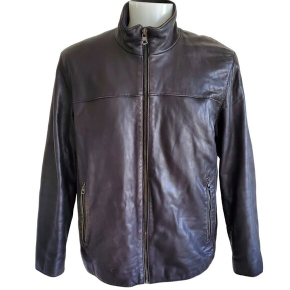 Marc New York Genuine Buttery Soft Leather Black Motorcycle Jacket Size L - Picture 1 of 16